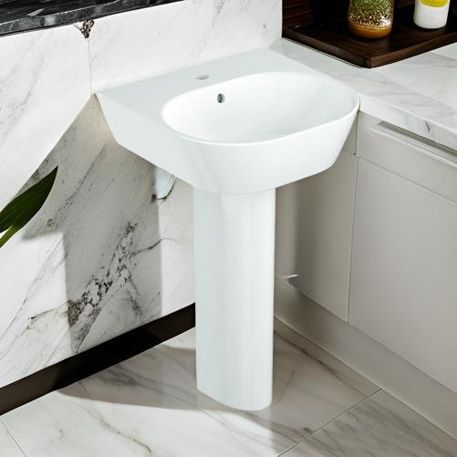 Span square with full pedestal Washbasin with Pedestal Wash Basin - My Home Studio